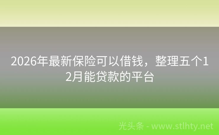 2026年最新保险可以借钱，整理五个12月能贷款的平台