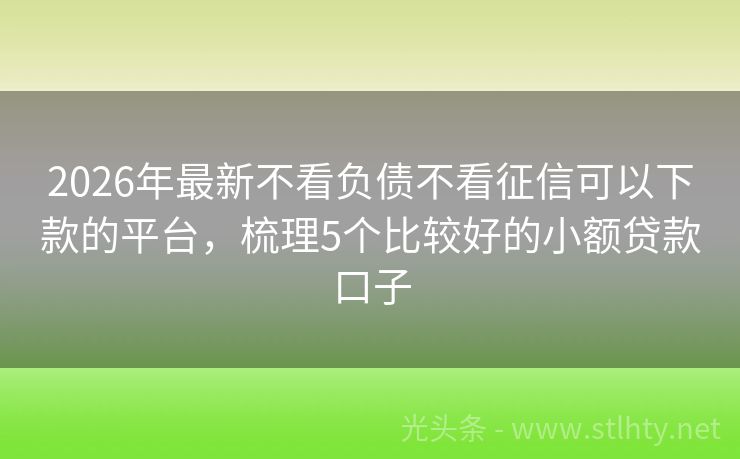 2026年最新不看负债不看征信可以下款的平台，梳理5个比较好的小额贷款口子