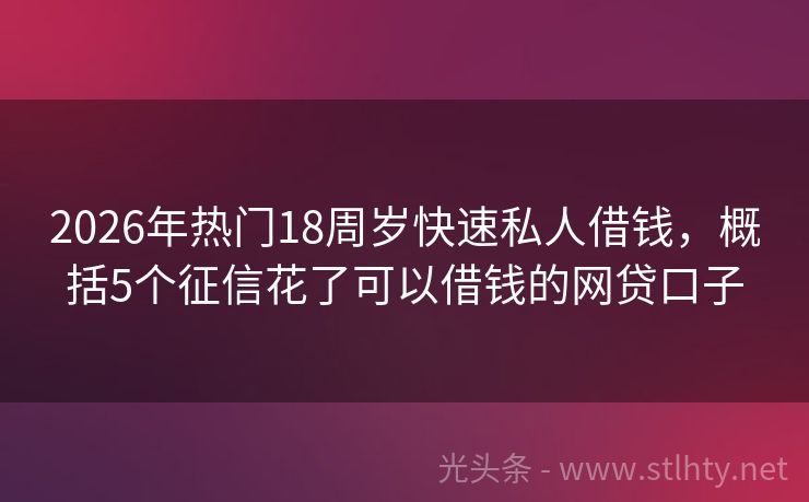 2026年热门18周岁快速私人借钱，概括5个征信花了可以借钱的网贷口子