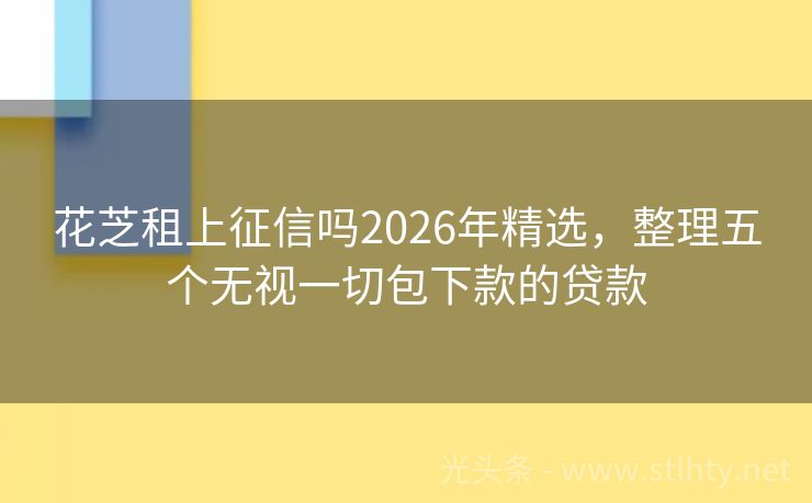 花芝租上征信吗2026年精选，整理五个无视一切包下款的贷款