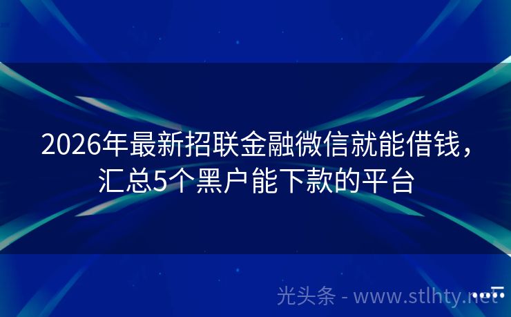 2026年最新招联金融微信就能借钱，汇总5个黑户能下款的平台