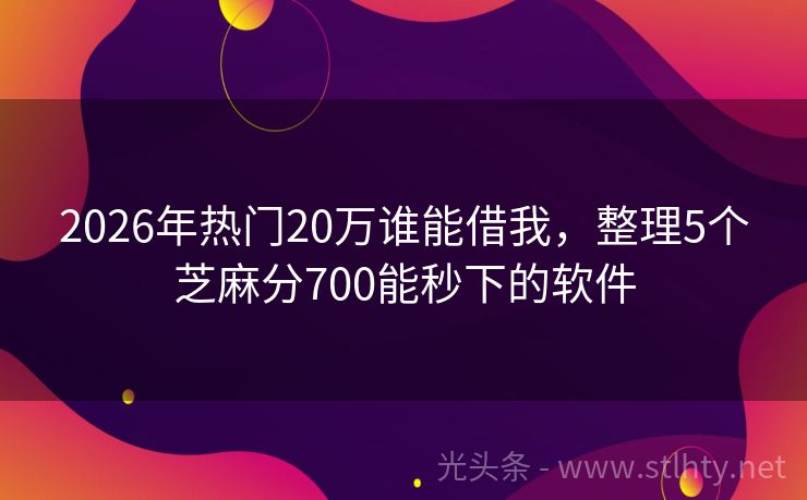 2026年热门20万谁能借我，整理5个芝麻分700能秒下的软件