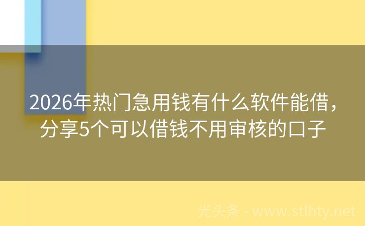 2026年热门急用钱有什么软件能借，分享5个可以借钱不用审核的口子