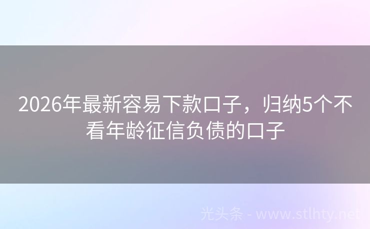 2026年最新容易下款口子，归纳5个不看年龄征信负债的口子