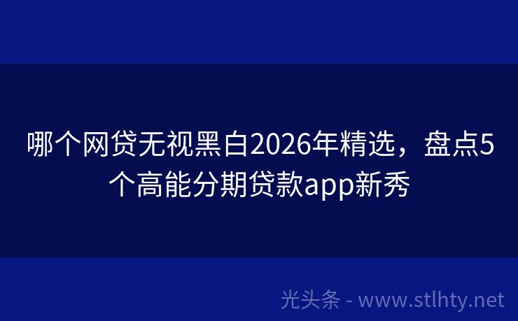 哪个网贷无视黑白2026年精选，盘点5个高能分期贷款app新秀