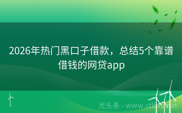 2026年热门黑口子借款，总结5个靠谱借钱的网贷app