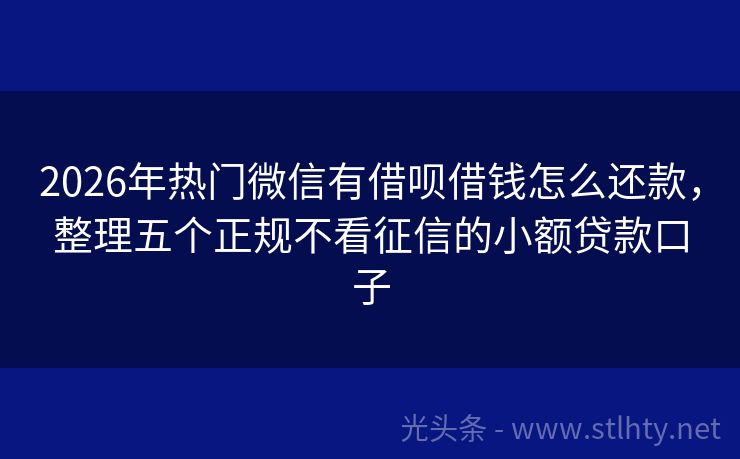 2026年热门微信有借呗借钱怎么还款，整理五个正规不看征信的小额贷款口子
