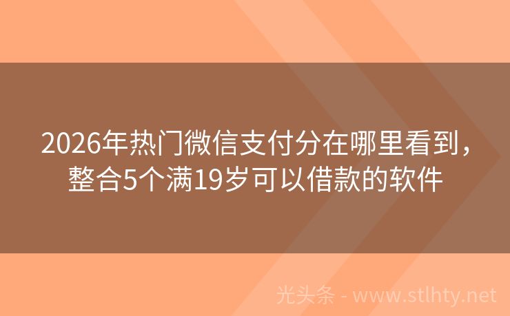 2026年热门微信支付分在哪里看到，整合5个满19岁可以借款的软件