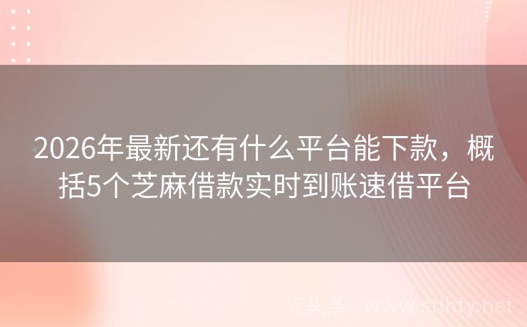 2026年最新还有什么平台能下款，概括5个芝麻借款实时到账速借平台