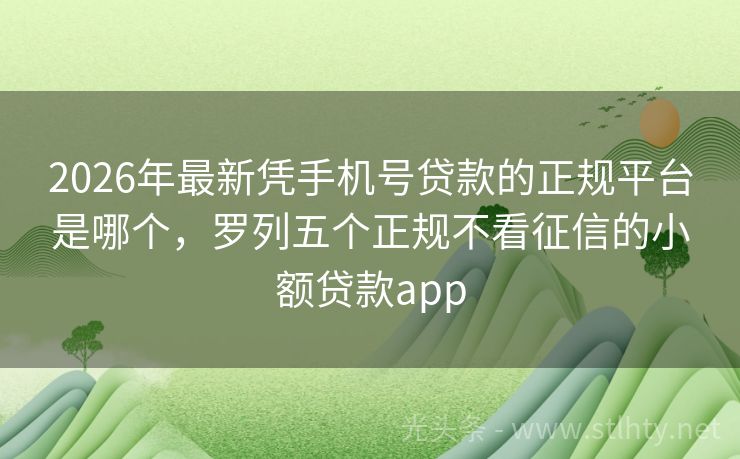 2026年最新凭手机号贷款的正规平台是哪个，罗列五个正规不看征信的小额贷款app