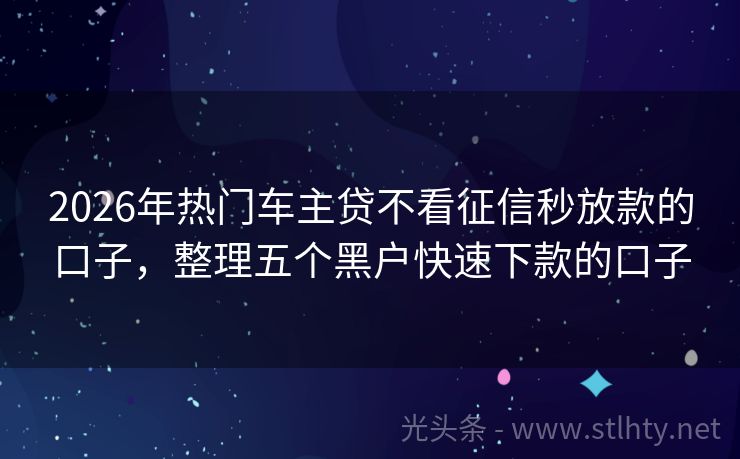 2026年热门车主贷不看征信秒放款的口子，整理五个黑户快速下款的口子