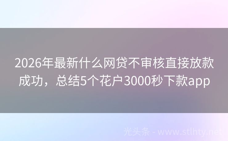 2026年最新什么网贷不审核直接放款成功，总结5个花户3000秒下款app