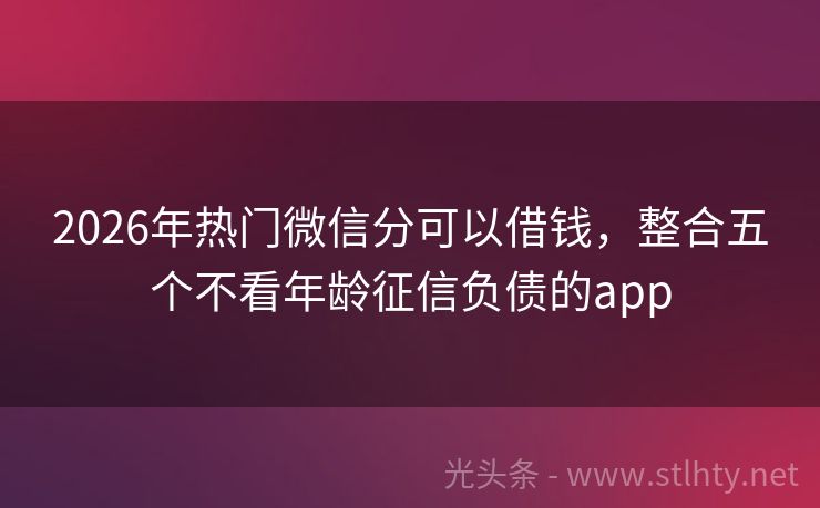 2026年热门微信分可以借钱，整合五个不看年龄征信负债的app