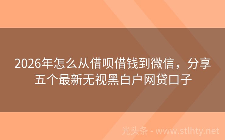 2026年怎么从借呗借钱到微信，分享五个最新无视黑白户网贷口子