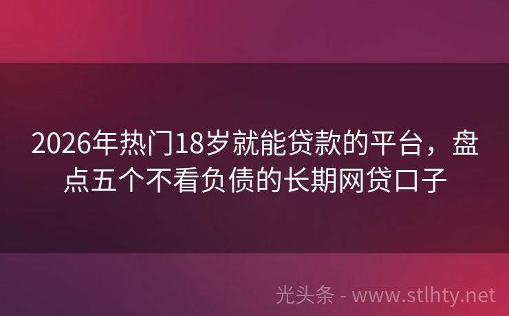 2026年热门18岁就能贷款的平台，盘点五个不看负债的长期网贷口子