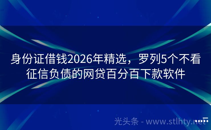 身份证借钱2026年精选，罗列5个不看征信负债的网贷百分百下款软件