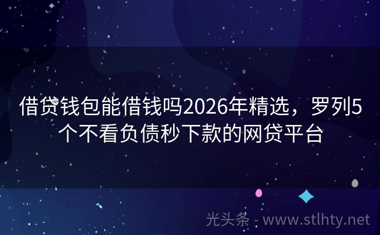 借贷钱包能借钱吗2026年精选，罗列5个不看负债秒下款的网贷平台