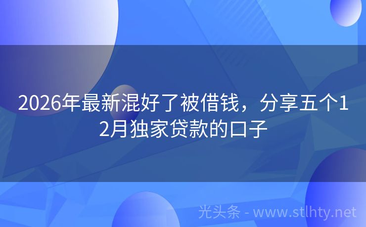 2026年最新混好了被借钱，分享五个12月独家贷款的口子