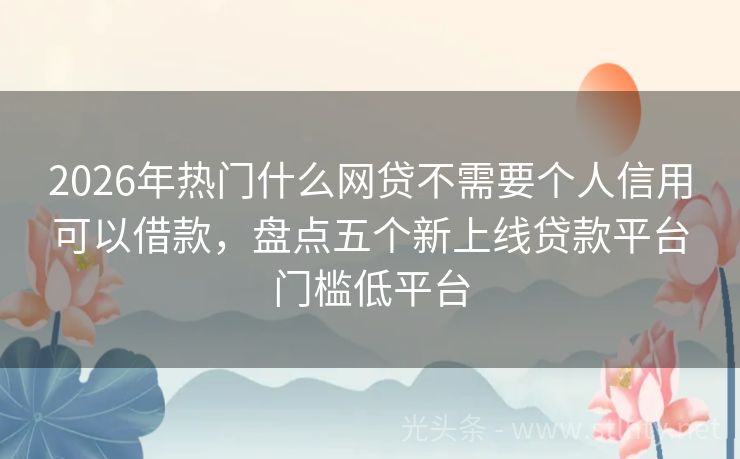 2026年热门什么网贷不需要个人信用可以借款，盘点五个新上线贷款平台门槛低平台