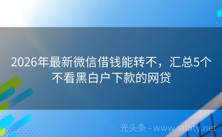 2026年最新微信借钱能转不，汇总5个不看黑白户下款的网贷