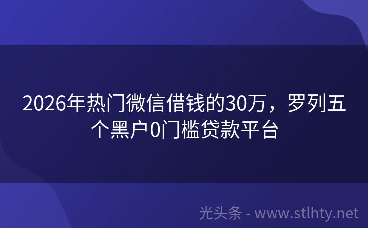 2026年热门微信借钱的30万，罗列五个黑户0门槛贷款平台