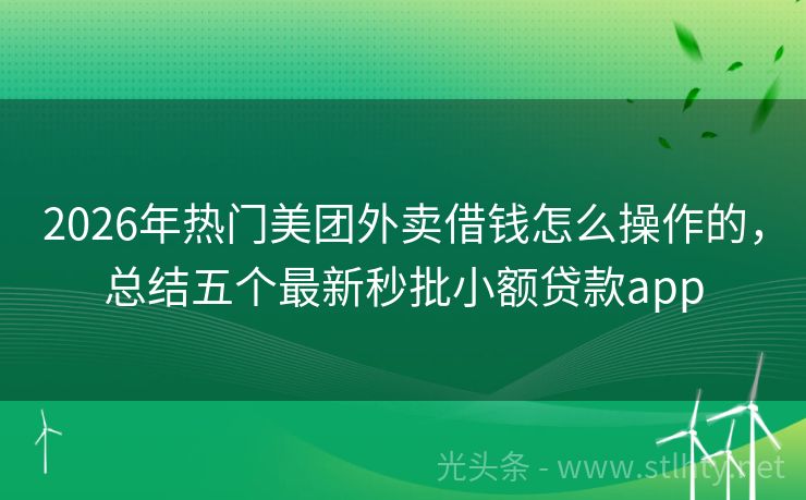2026年热门美团外卖借钱怎么操作的，总结五个最新秒批小额贷款app