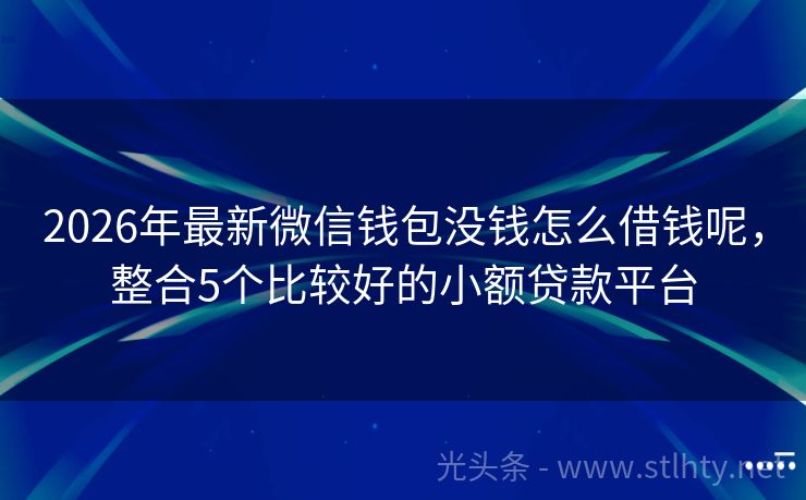 2026年最新微信钱包没钱怎么借钱呢，整合5个比较好的小额贷款平台