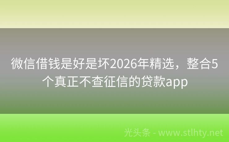 微信借钱是好是坏2026年精选，整合5个真正不查征信的贷款app