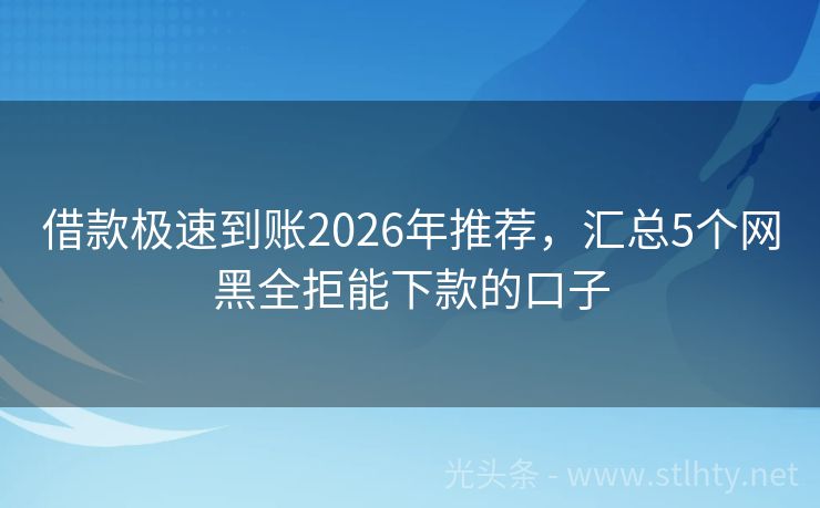 借款极速到账2026年推荐，汇总5个网黑全拒能下款的口子