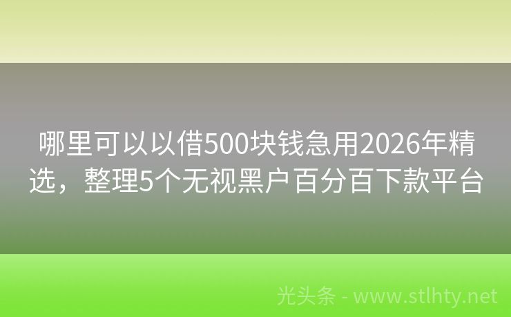 哪里可以以借500块钱急用2026年精选，整理5个无视黑户百分百下款平台