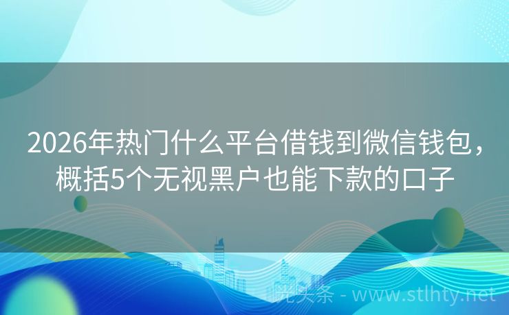 2026年热门什么平台借钱到微信钱包，概括5个无视黑户也能下款的口子