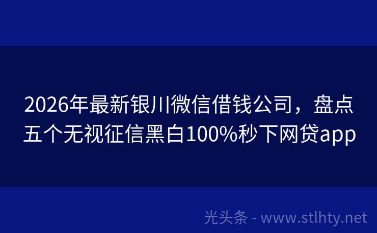 2026年最新银川微信借钱公司，盘点五个无视征信黑白100%秒下网贷app