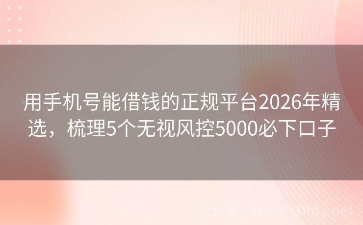 用手机号能借钱的正规平台2026年精选，梳理5个无视风控5000必下口子