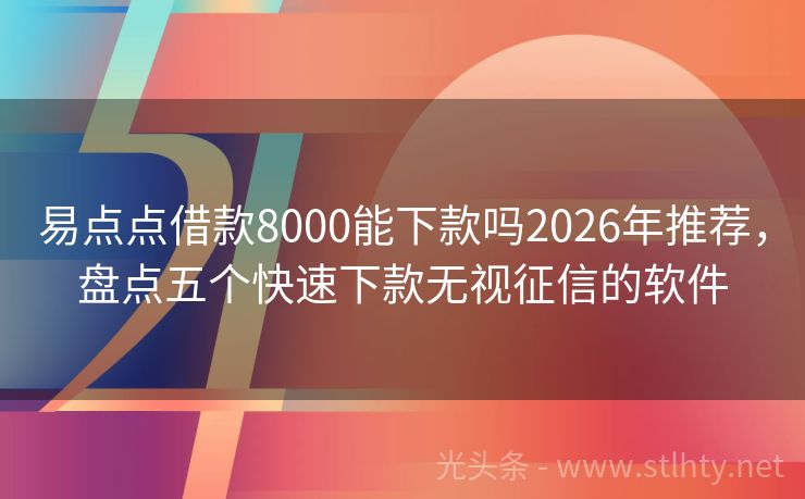 易点点借款8000能下款吗2026年推荐，盘点五个快速下款无视征信的软件
