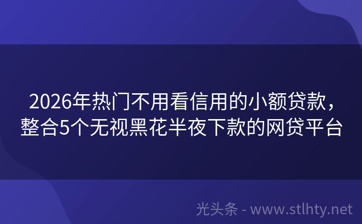 2026年热门不用看信用的小额贷款，整合5个无视黑花半夜下款的网贷平台
