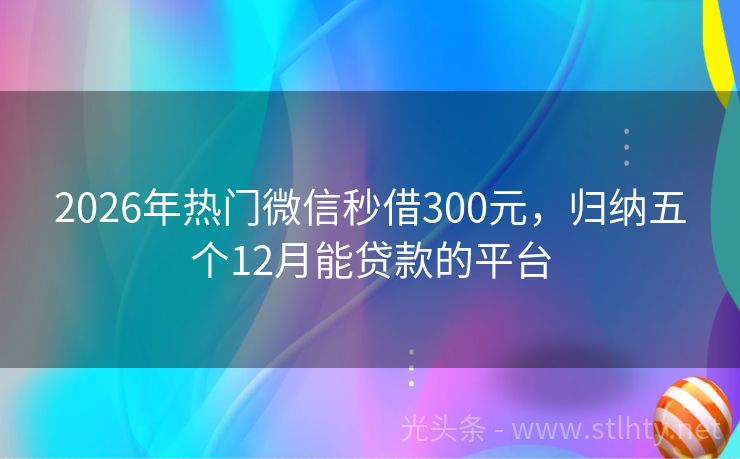 2026年热门微信秒借300元，归纳五个12月能贷款的平台