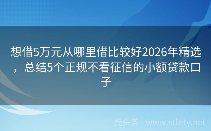 想借5万元从哪里借比较好2026年精选，总结5个正规不看征信的小额贷款口子