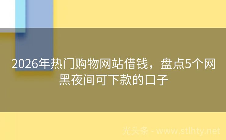 2026年热门购物网站借钱，盘点5个网黑夜间可下款的口子