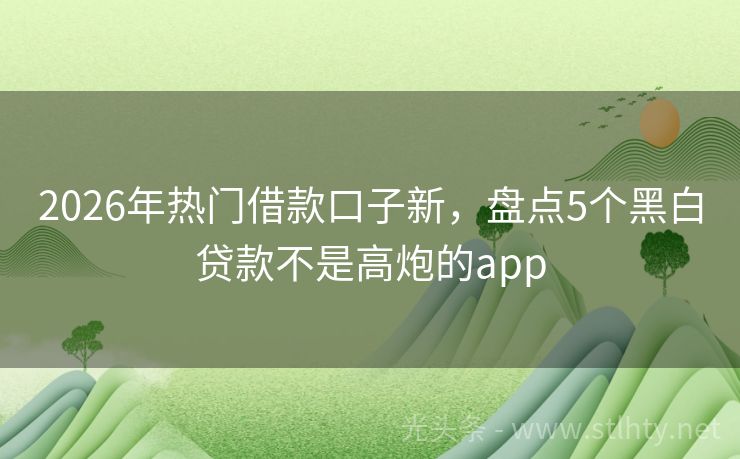 2026年热门借款口子新，盘点5个黑白贷款不是高炮的app