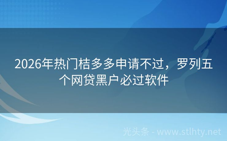 2026年热门桔多多申请不过，罗列五个网贷黑户必过软件