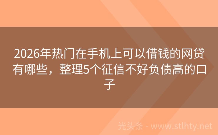 2026年热门在手机上可以借钱的网贷有哪些，整理5个征信不好负债高的口子