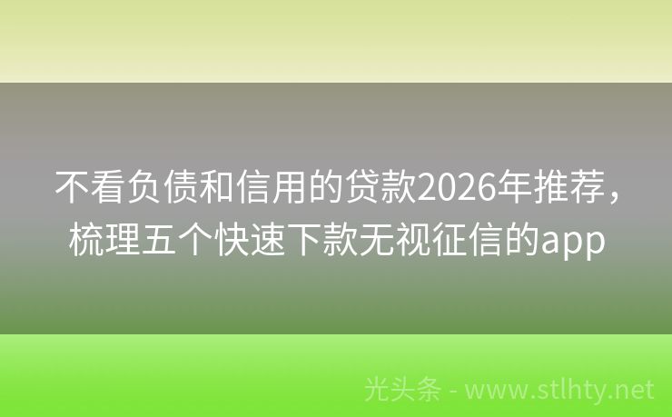 不看负债和信用的贷款2026年推荐，梳理五个快速下款无视征信的app