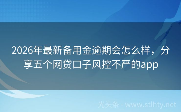 2026年最新备用金逾期会怎么样，分享五个网贷口子风控不严的app