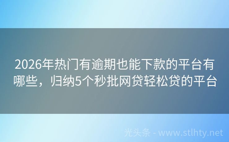 2026年热门有逾期也能下款的平台有哪些，归纳5个秒批网贷轻松贷的平台