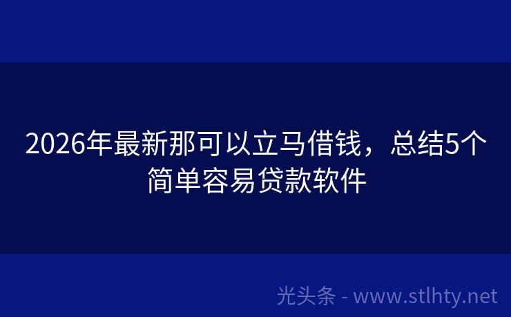 2026年最新那可以立马借钱，总结5个简单容易贷款软件