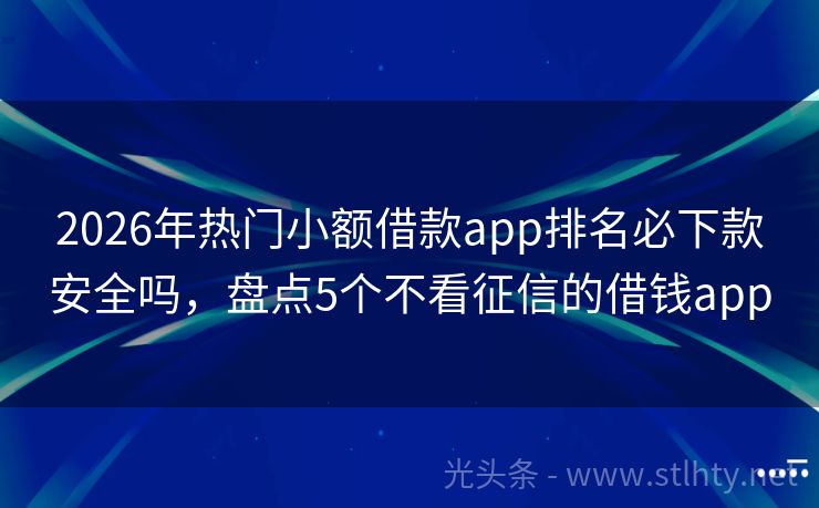 2026年热门小额借款app排名必下款安全吗，盘点5个不看征信的借钱app