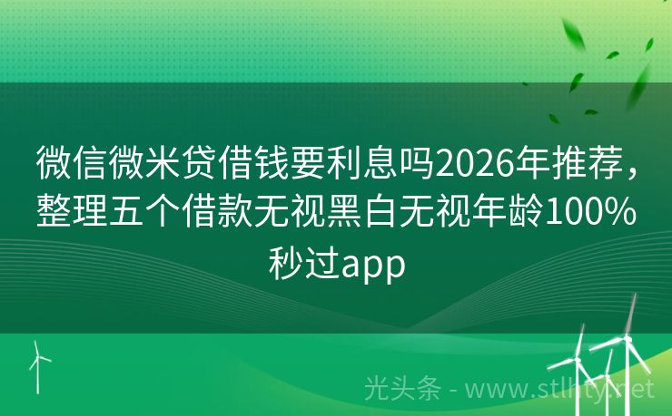 微信微米贷借钱要利息吗2026年推荐，整理五个借款无视黑白无视年龄100%秒过app