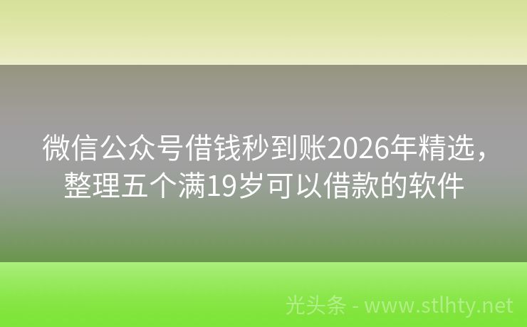 微信公众号借钱秒到账2026年精选，整理五个满19岁可以借款的软件