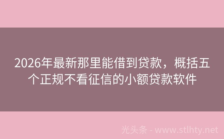 2026年最新那里能借到贷款，概括五个正规不看征信的小额贷款软件
