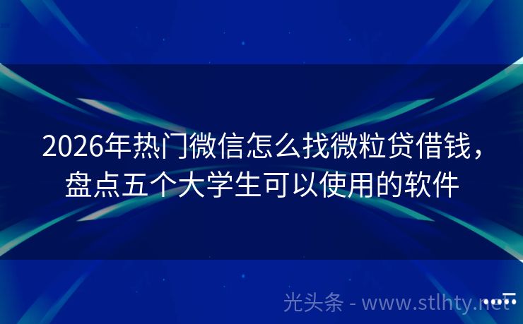 2026年热门微信怎么找微粒贷借钱，盘点五个大学生可以使用的软件